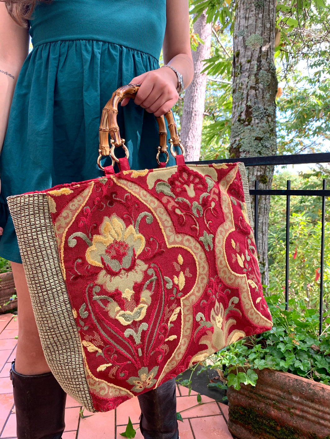 Tote bag bamboo red